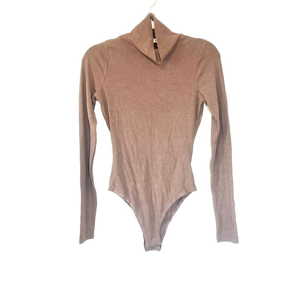 The Foxy Kind Ribbed Turtleneck Long Sleeve Bodysuit Brown L